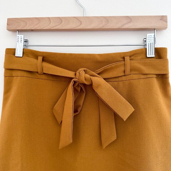 ASOS Mini Mustard Yellow Orange Gold Bow Tie Skirt - Size 4 (Small) - Picture 2 of 11